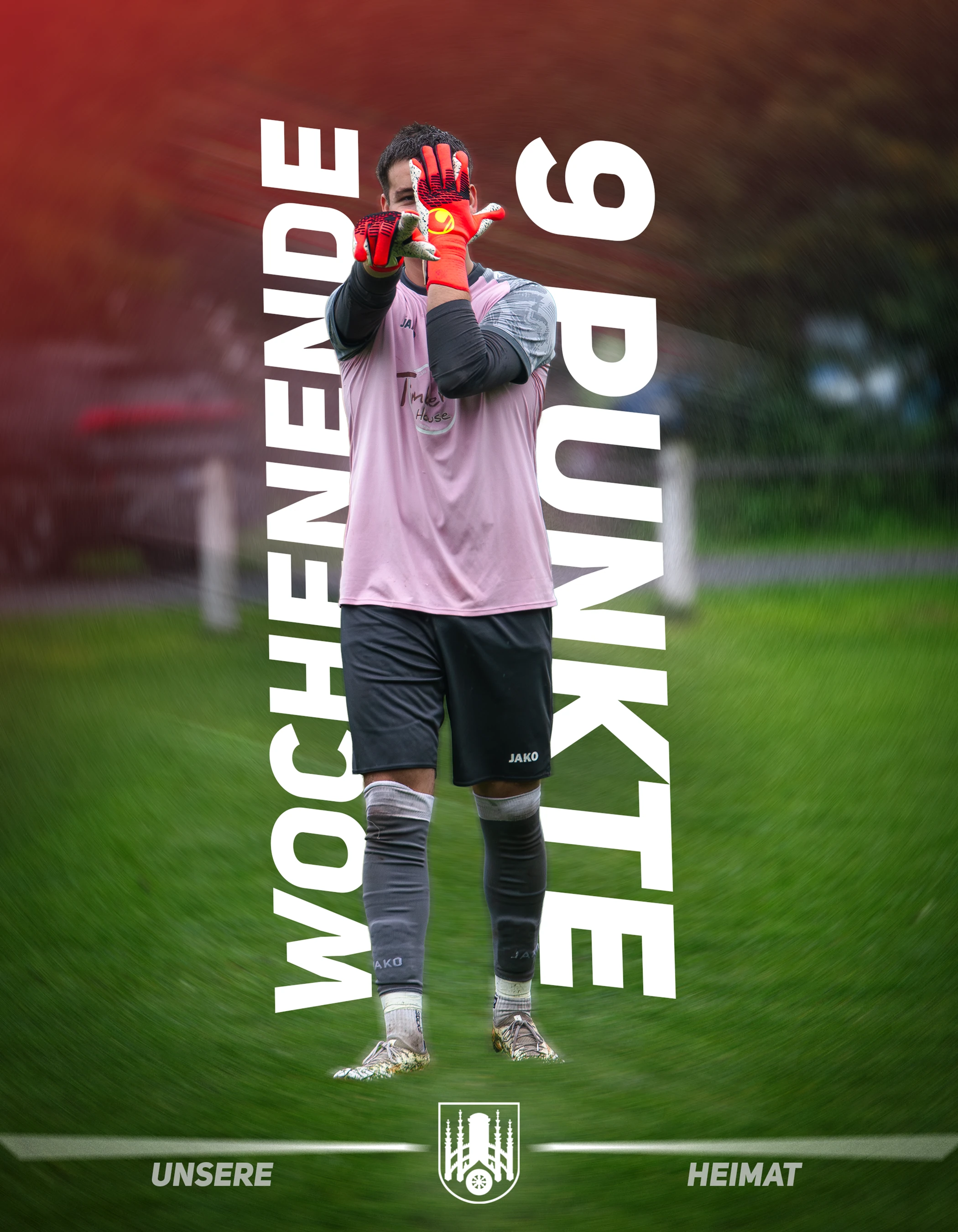 TSG-Grafik mit Torwart und dem Schriftzug Wochenende, 9 Punkte